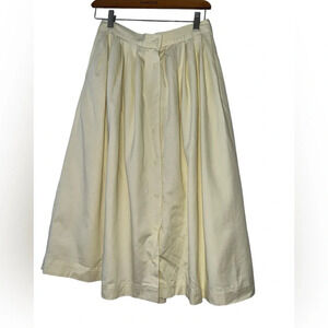 Vtg Eagle’s eye yellow button down maxi pleated skirt with pockets sz 10